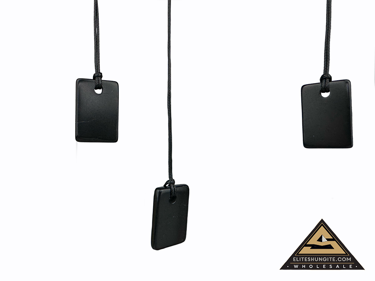 Pendant Rectangle Slice 20 x 30 mm tumbled by eliteshungite.com
