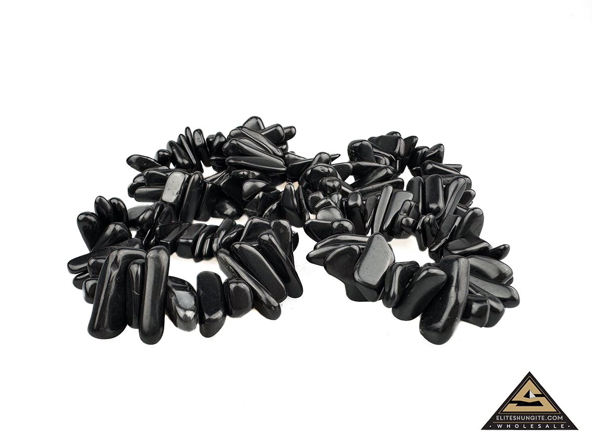 Bracelet big tumbled on rubber band by eliteshungite.com