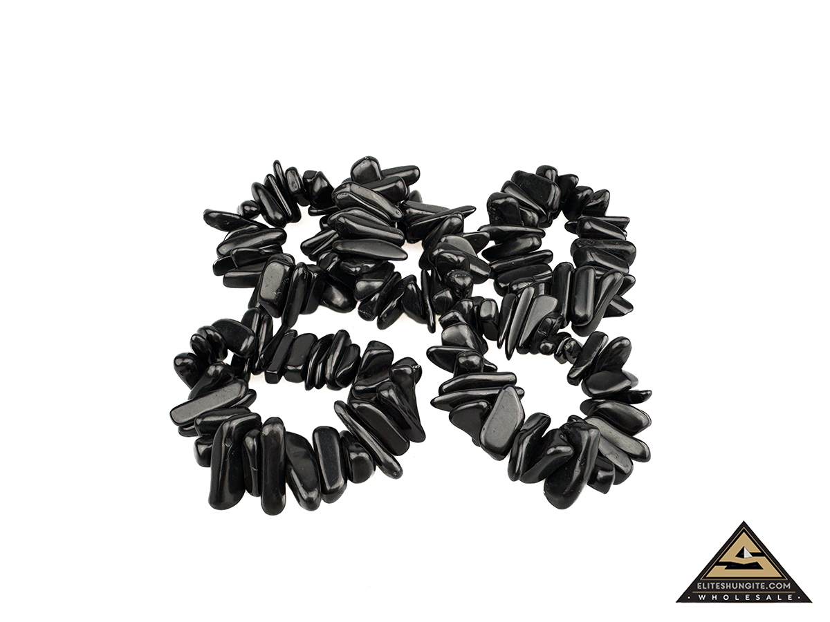 Bracelet big tumbled on rubber band by eliteshungite.com