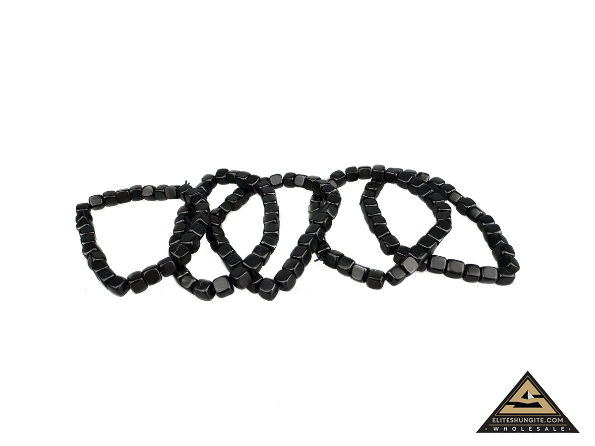 Bracelet cube bead 6 mm on rubber band by eliteshungite.com