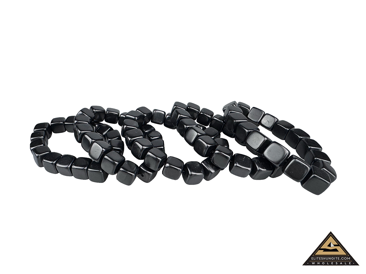 Bracelet cube bead 12 mm on rubber band by eliteshungite.com