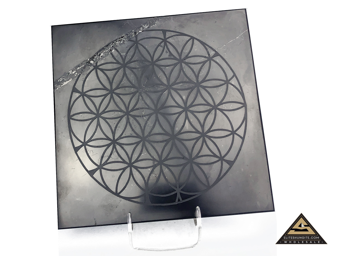 Tile 20 x 20 x 2 cm Flower Of Life by eliteshungite.com