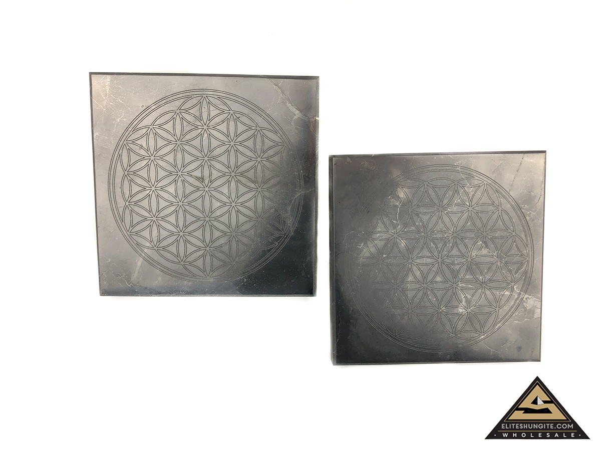 Tile 15 x 15 x 2 cm Flower Of Life by eliteshungite.com
