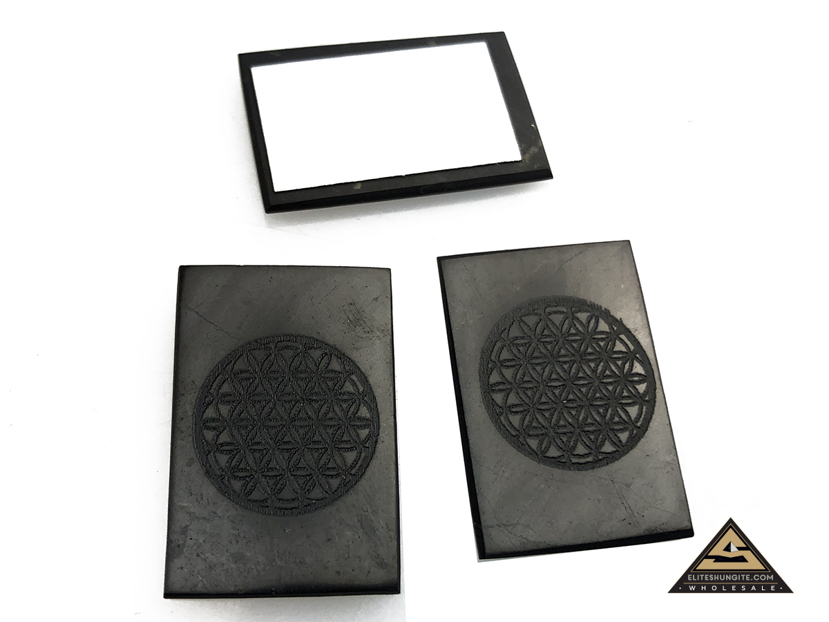 Protective slice for notebook rectangular 2 x 3 cm, carving Flower of Life by eliteshungite.com