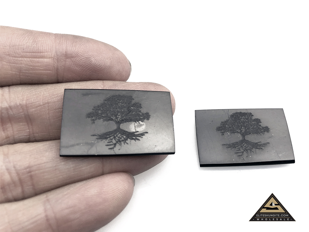 Protective slice for notebook rectangular 2 x 3 cm, carving Tree of Life by eliteshungite.com
