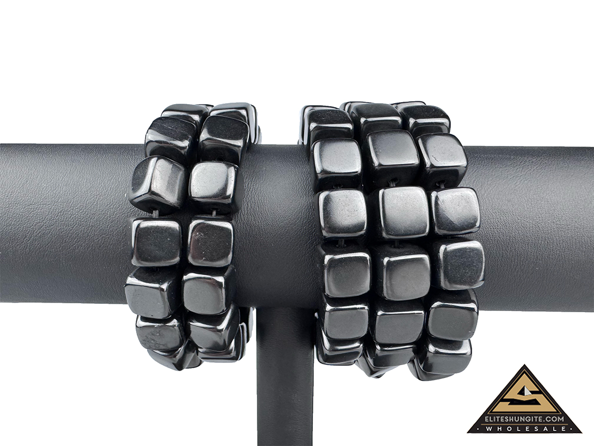 Bracelet cube bead 12 mm on rubber band by eliteshungite.com