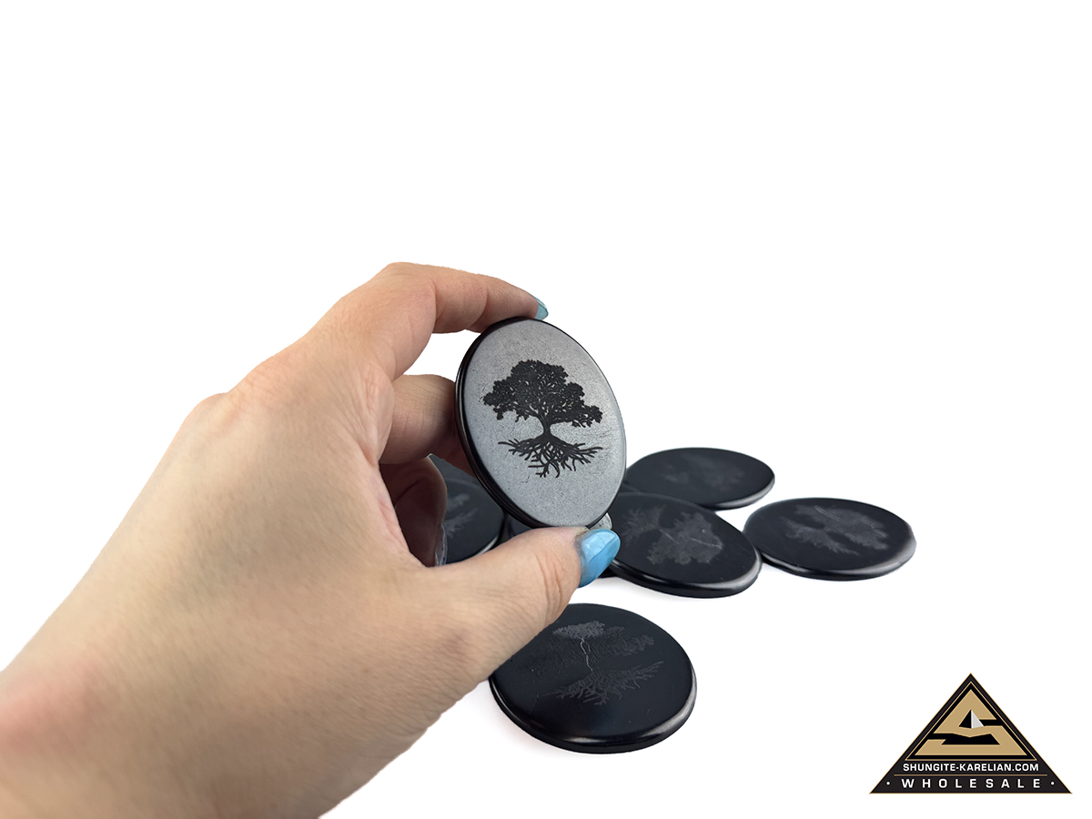 Palmstone with carving Tree of Life by eliteshungite.com