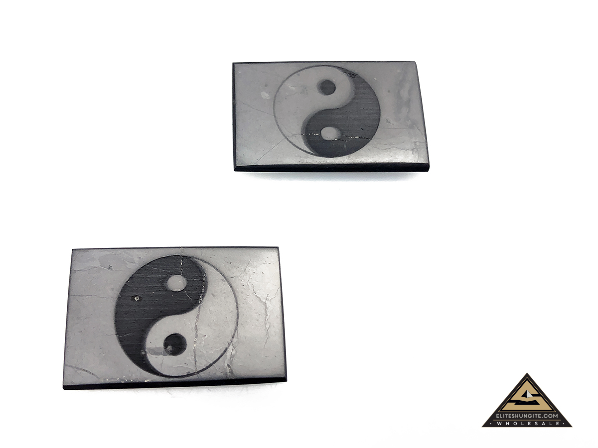 Protective slice for notebook rectangular 2 x 3 cm, carving Yin Yang by eliteshungite.com