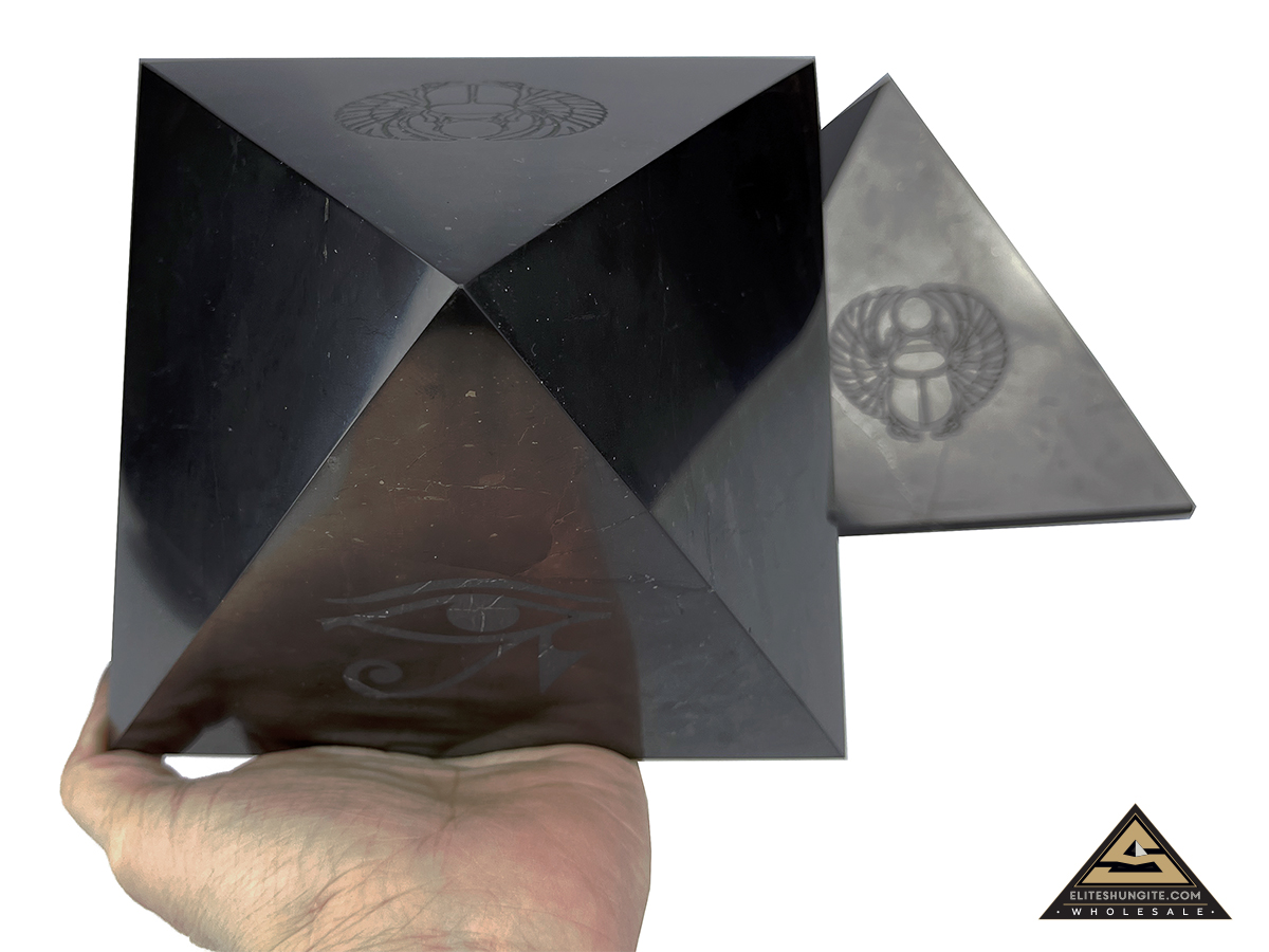 Pyramid 15 x 15 cm Carving Horus Eye/Scarab by eliteshungite.com