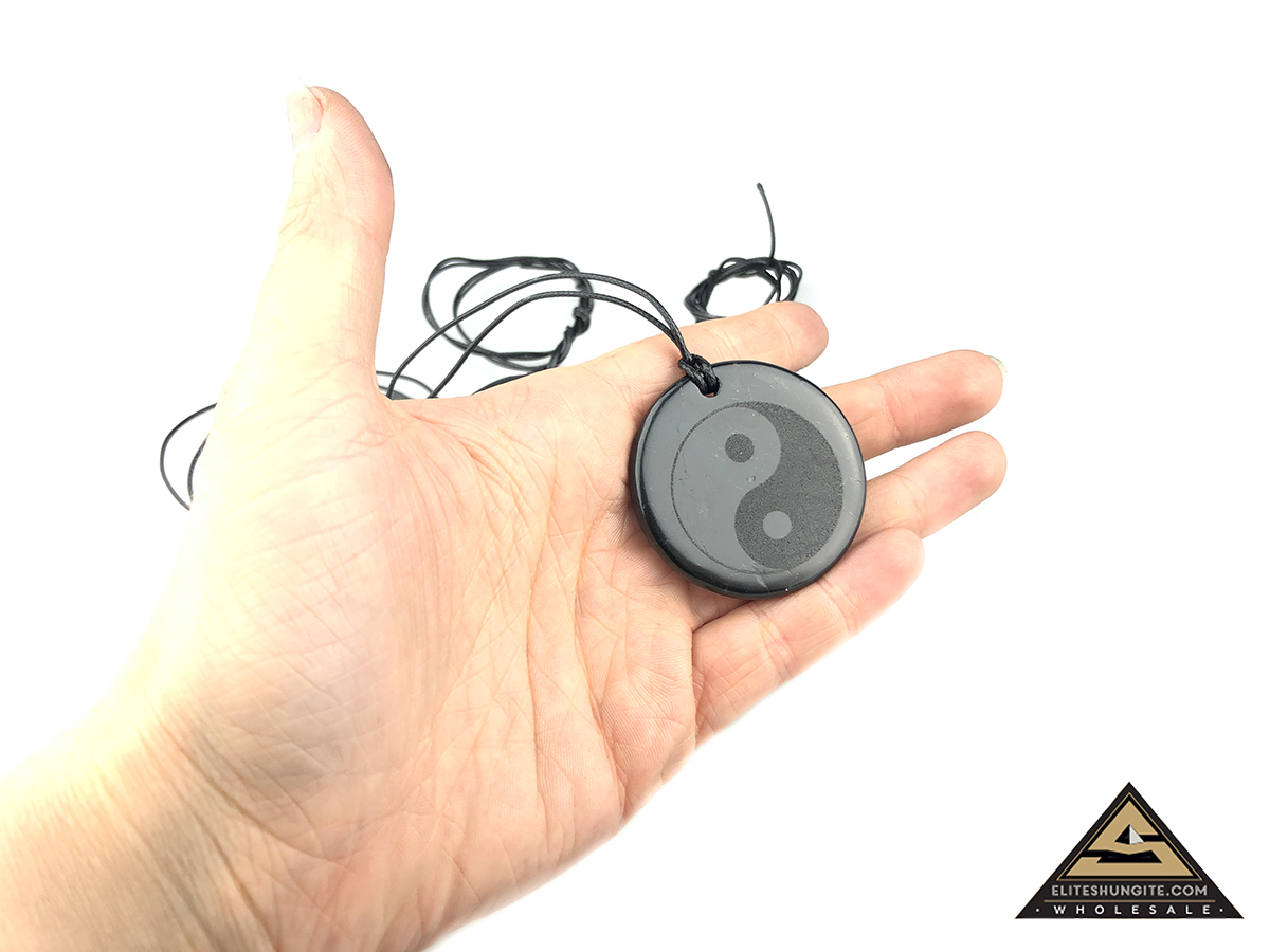 Pendant engraving Yin Yang tumbled by eliteshungite.com