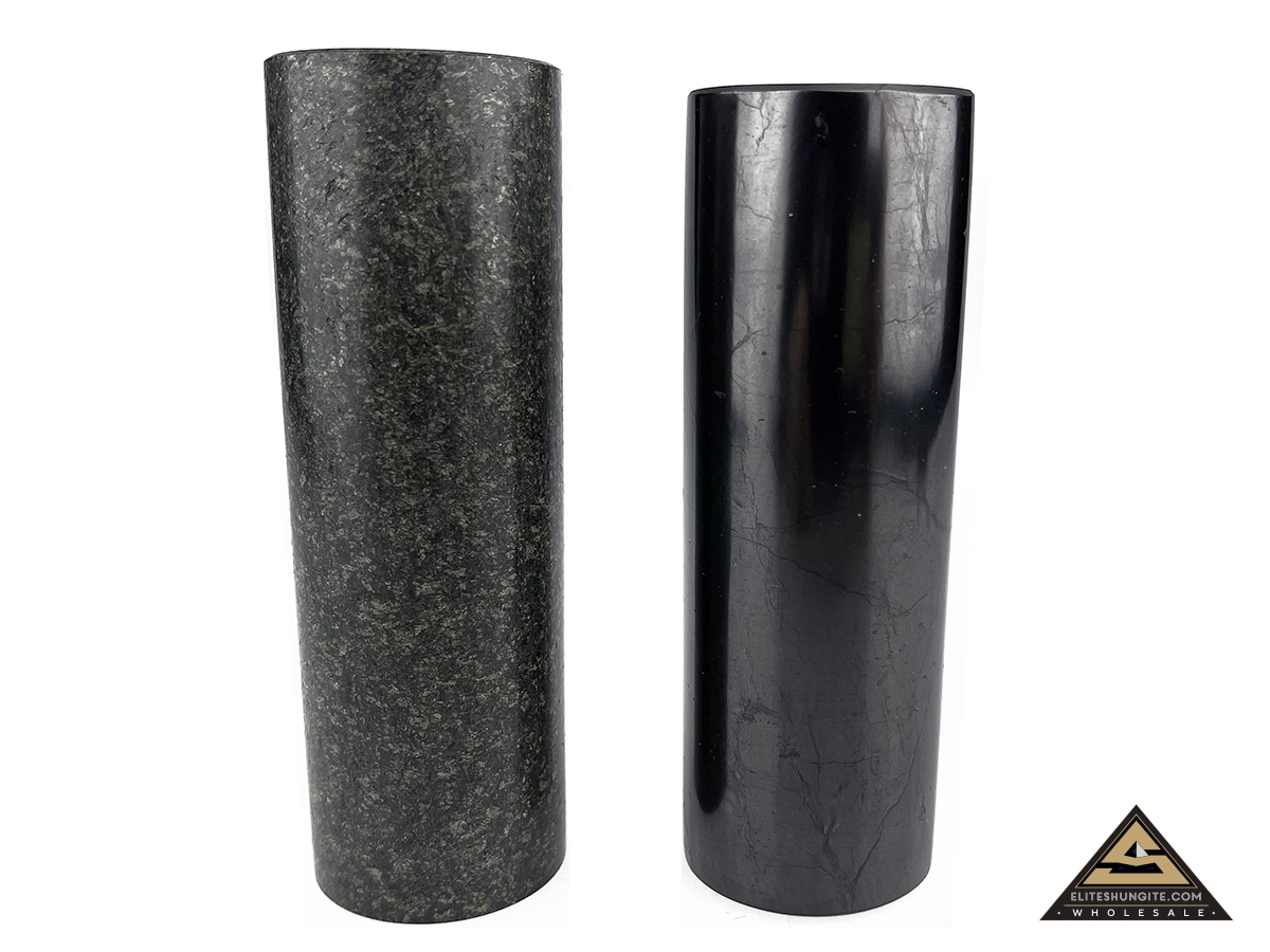 Pharaohs cylinders, pair (shungite + green quartzite) BIG (105x35 mm) by eliteshungite.com