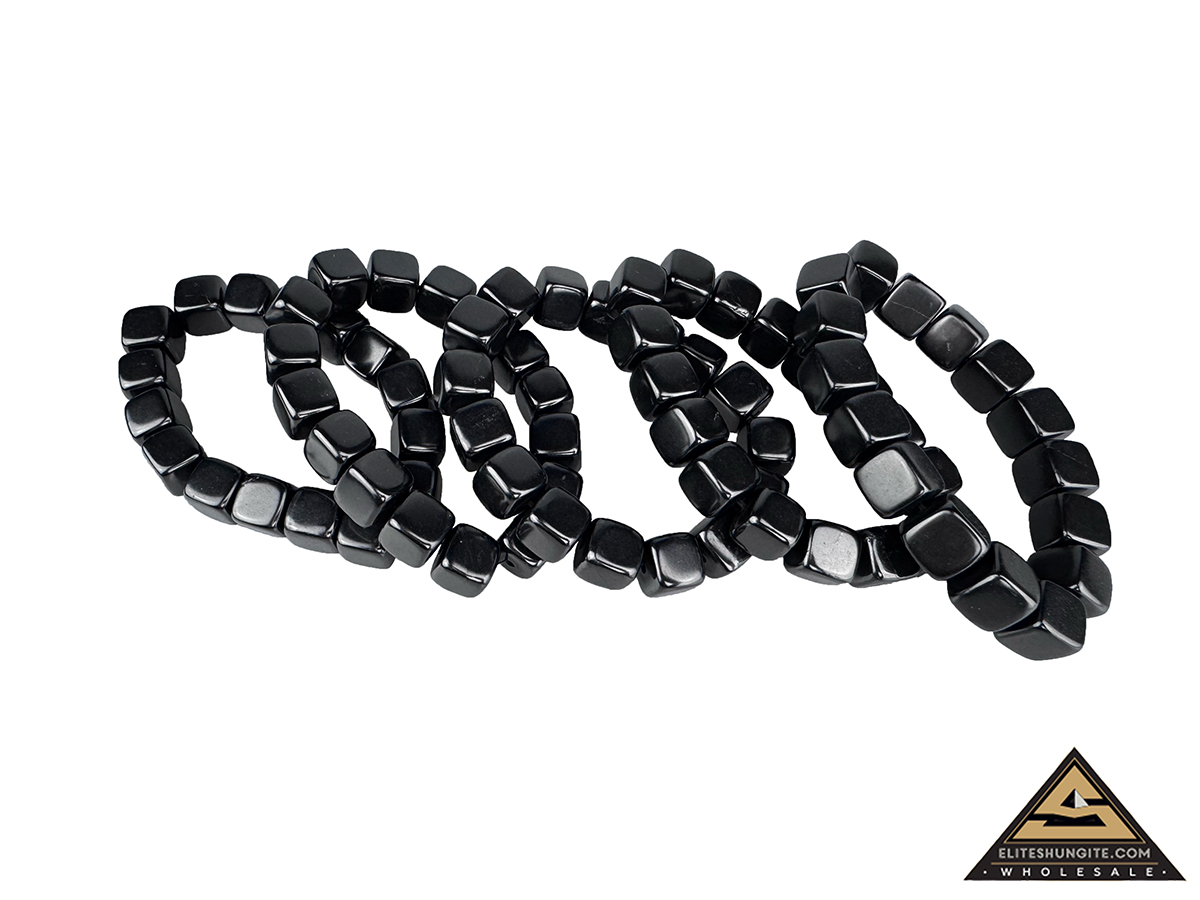 Bracelet cube bead 12 mm on rubber band by eliteshungite.com