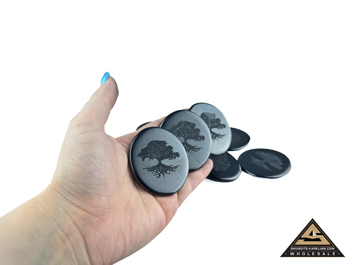 Palmstone with carving Tree of Life by eliteshungite.com