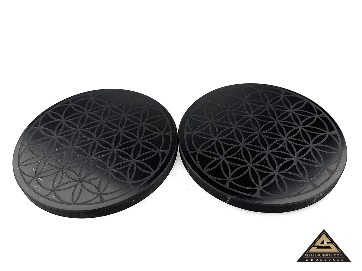Tile round diam. 10 cm Flower Of Life by eliteshungite.com