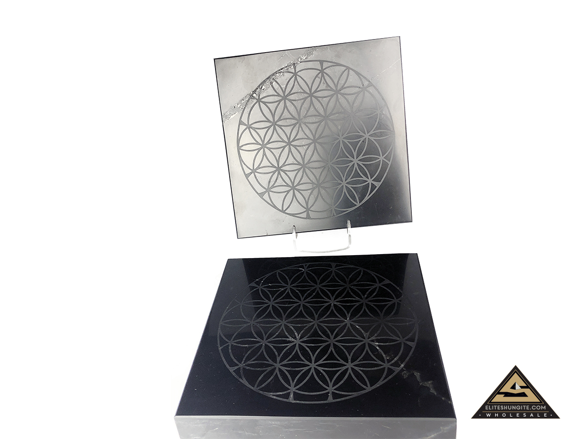 Tile 20 x 20 x 2 cm Flower Of Life by eliteshungite.com