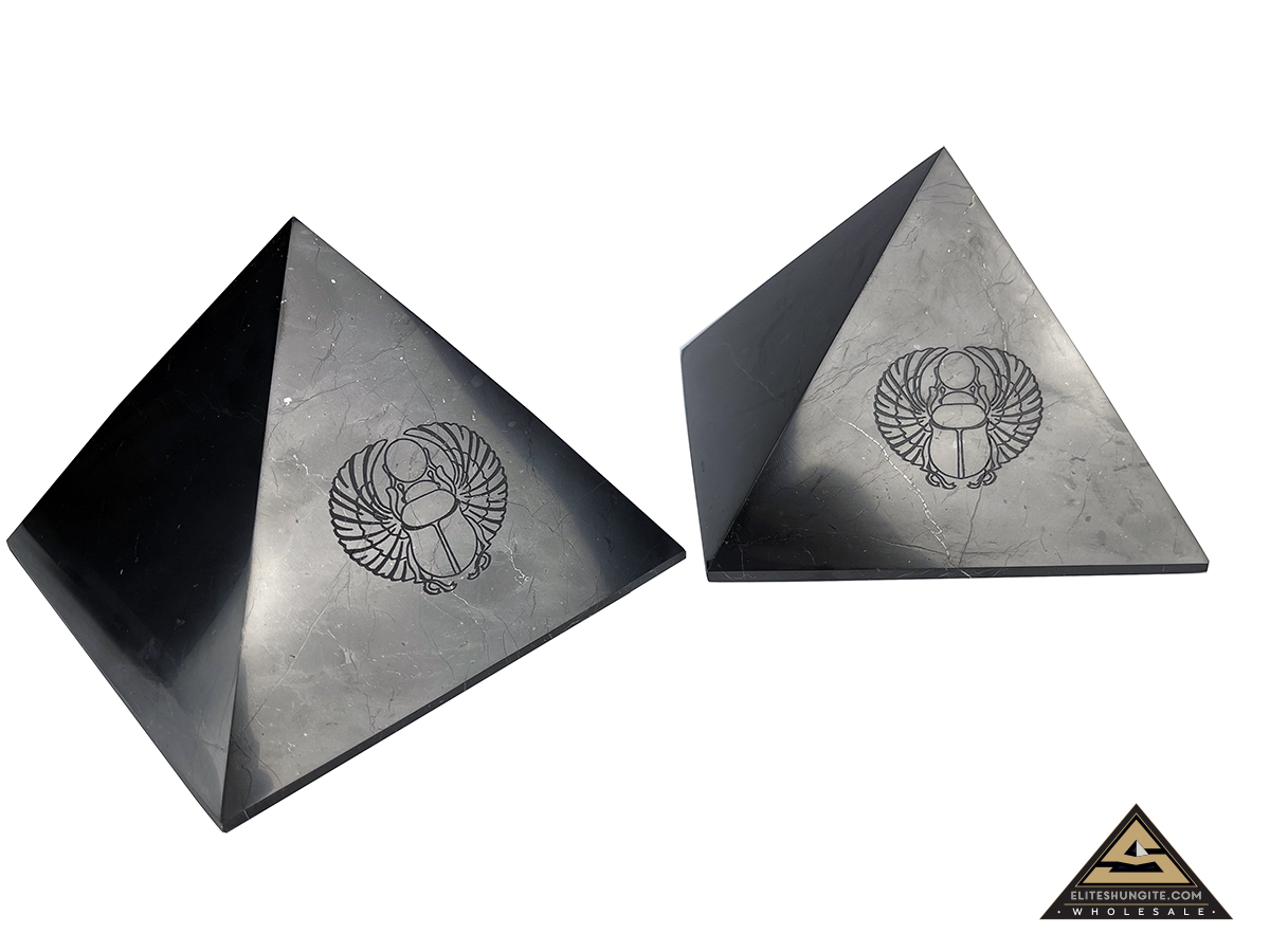 Pyramid 15 x 15 cm Carving Horus Eye/Scarab by eliteshungite.com