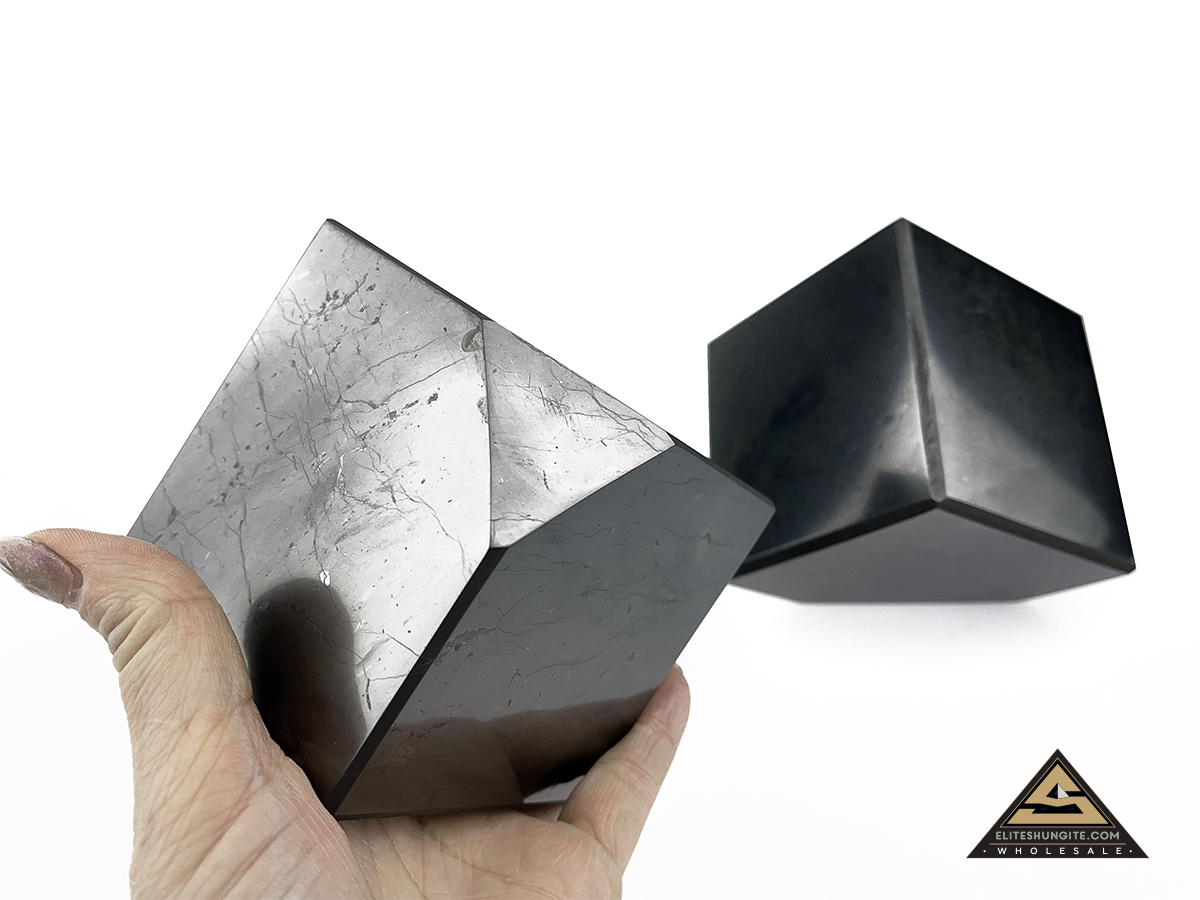 Cube 8 cm cut base by eliteshungite.com