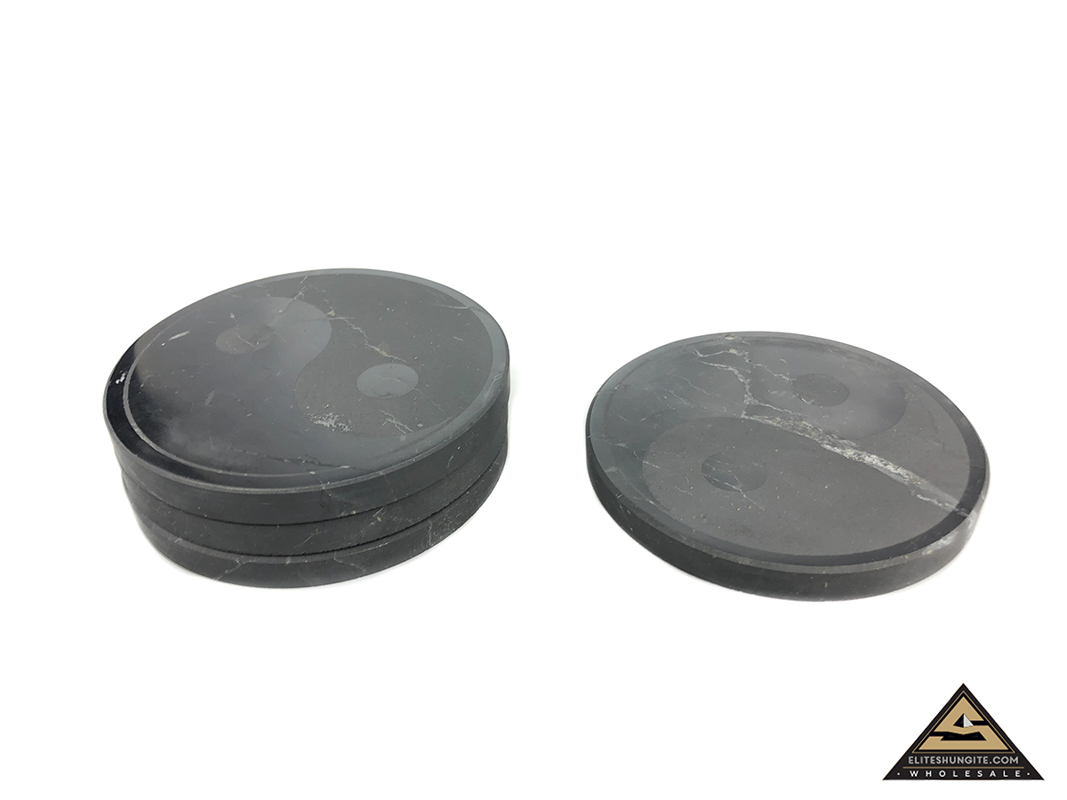 Tile round diam. 10 cm Yin Yang by eliteshungite.com