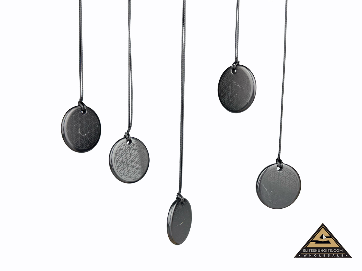 Pendant carvig Flower of Life 3,5 cm tumbled by eliteshungite.com