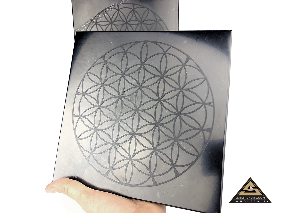 Tile 20 x 20 x 2 cm Flower Of Life by eliteshungite.com