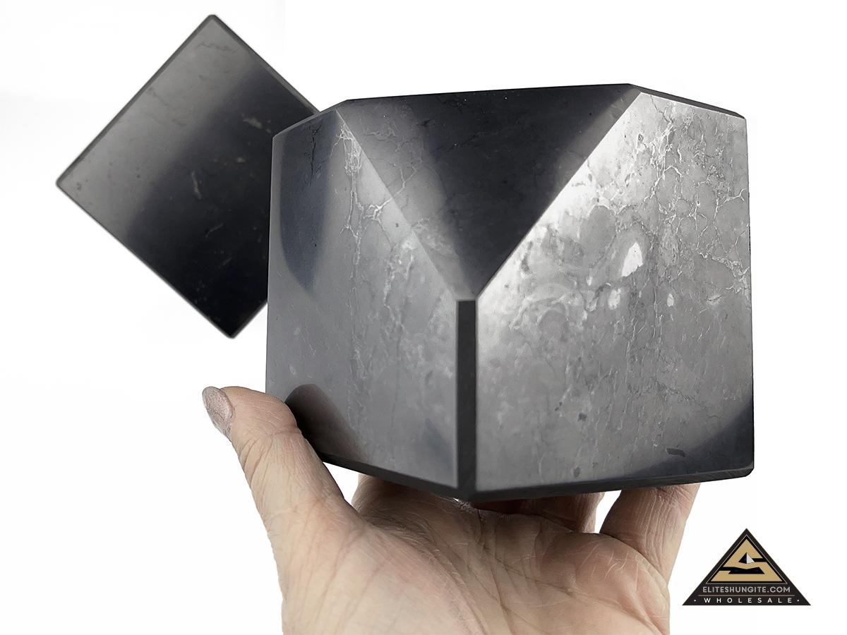 Cube 8 cm cut base by eliteshungite.com