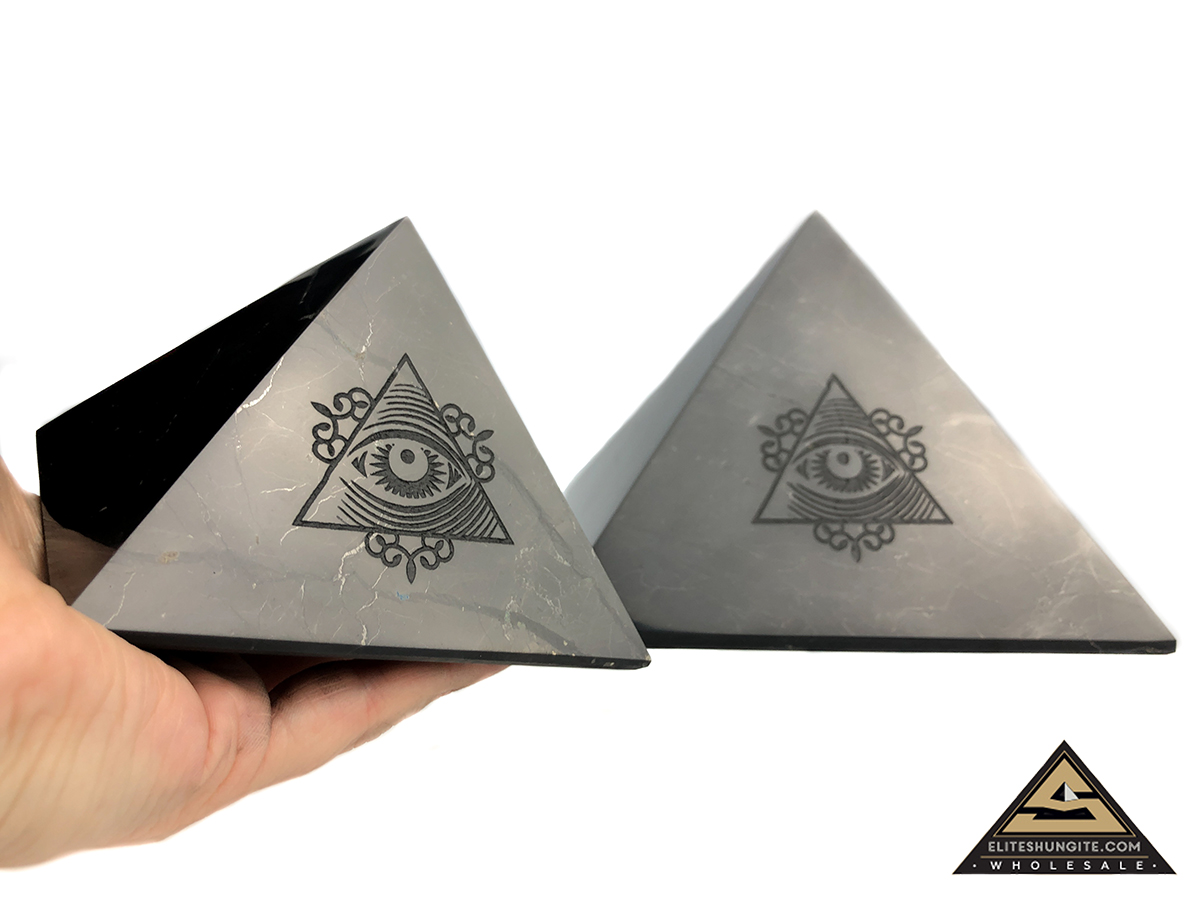 Pyramid 10 cm Carving Eye of Providence by eliteshungite.com