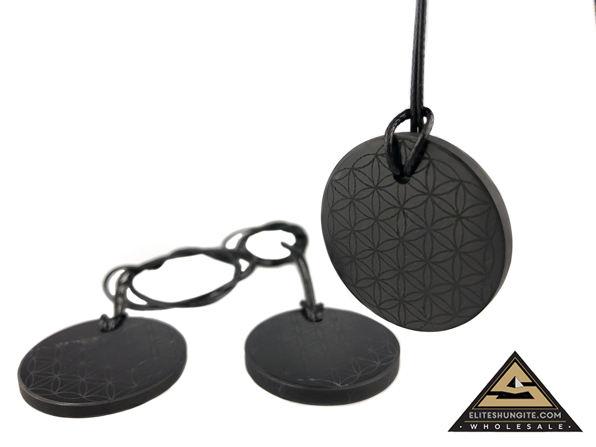 Pendant carving Flower of Life 3,5 cm  by eliteshungite.com