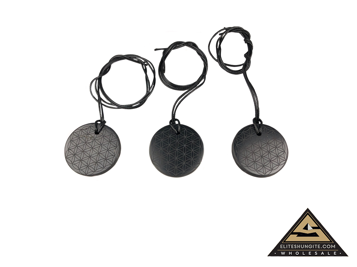 Pendant carving Flower of Life 3,5 cm  by eliteshungite.com