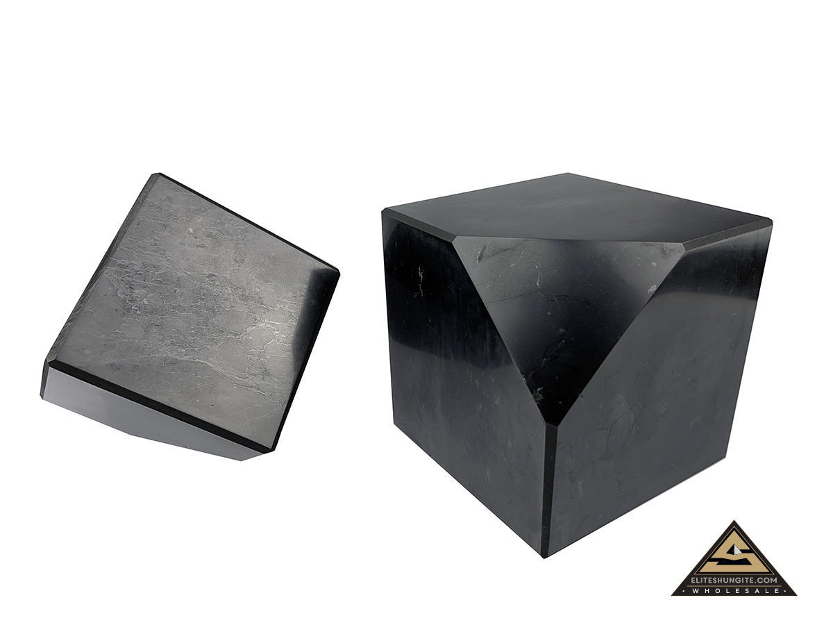 Cube 10 cm cut base by eliteshungite.com