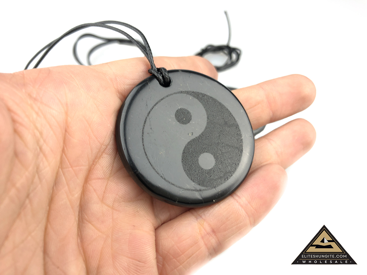 Pendant engraving Yin Yang tumbled by eliteshungite.com