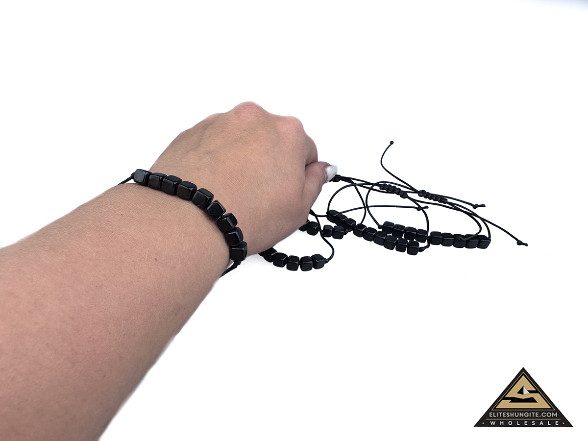 Bracelet Shamballa cube beads 6 mm, 9 pc by eliteshungite.com