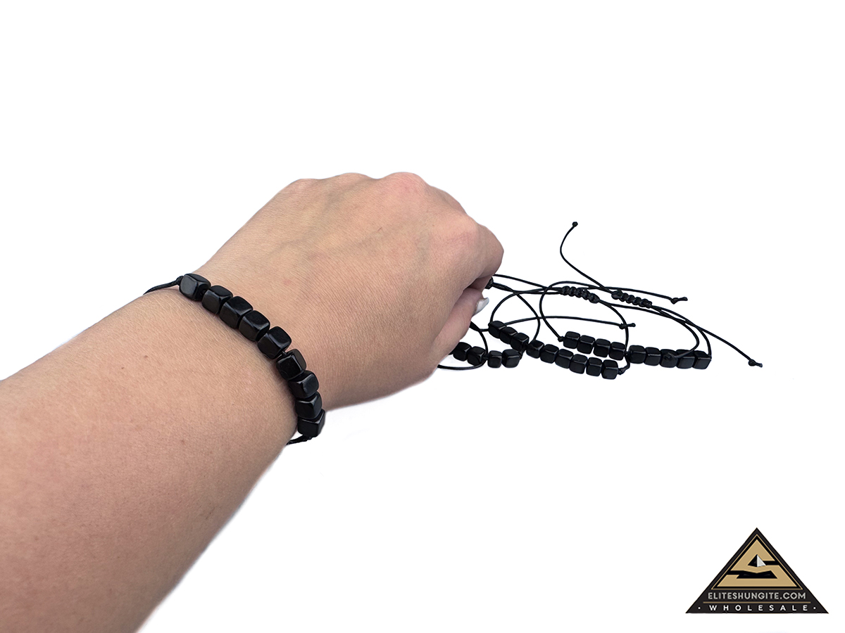 Bracelet Shamballa cube beads 6 mm, 9 pc by eliteshungite.com
