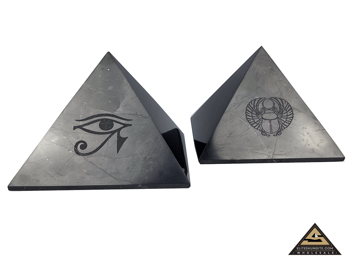 Pyramid 15 x 15 cm Carving Horus Eye/Scarab by eliteshungite.com