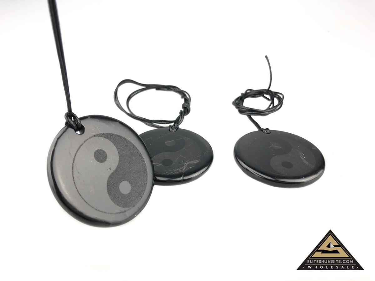 Pendant engraving Yin Yang tumbled by eliteshungite.com