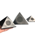 Pyramid 6 cm Carving Flower Of Life by eliteshungite.com