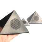 Pyramid 11 cm Carving Flower Of Life by eliteshungite.com