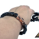 Bracelet cube bead 8 mm  with 3 Copper coated beads by eliteshungite.com