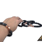 Bracelet cube bead 8 mm  with 3 Copper coated beads by eliteshungite.com