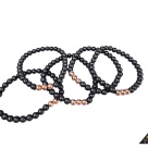Bracelet round bead 6 mm on rubber band with 3 Copper bead by eliteshungite.com